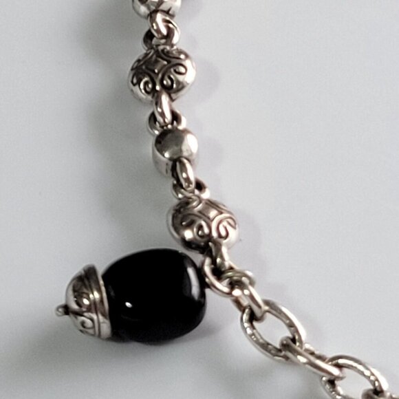Brighton Rigoletto Silver Tone Black Crystal Bracelet Retired 8” - Picture 3 of 4